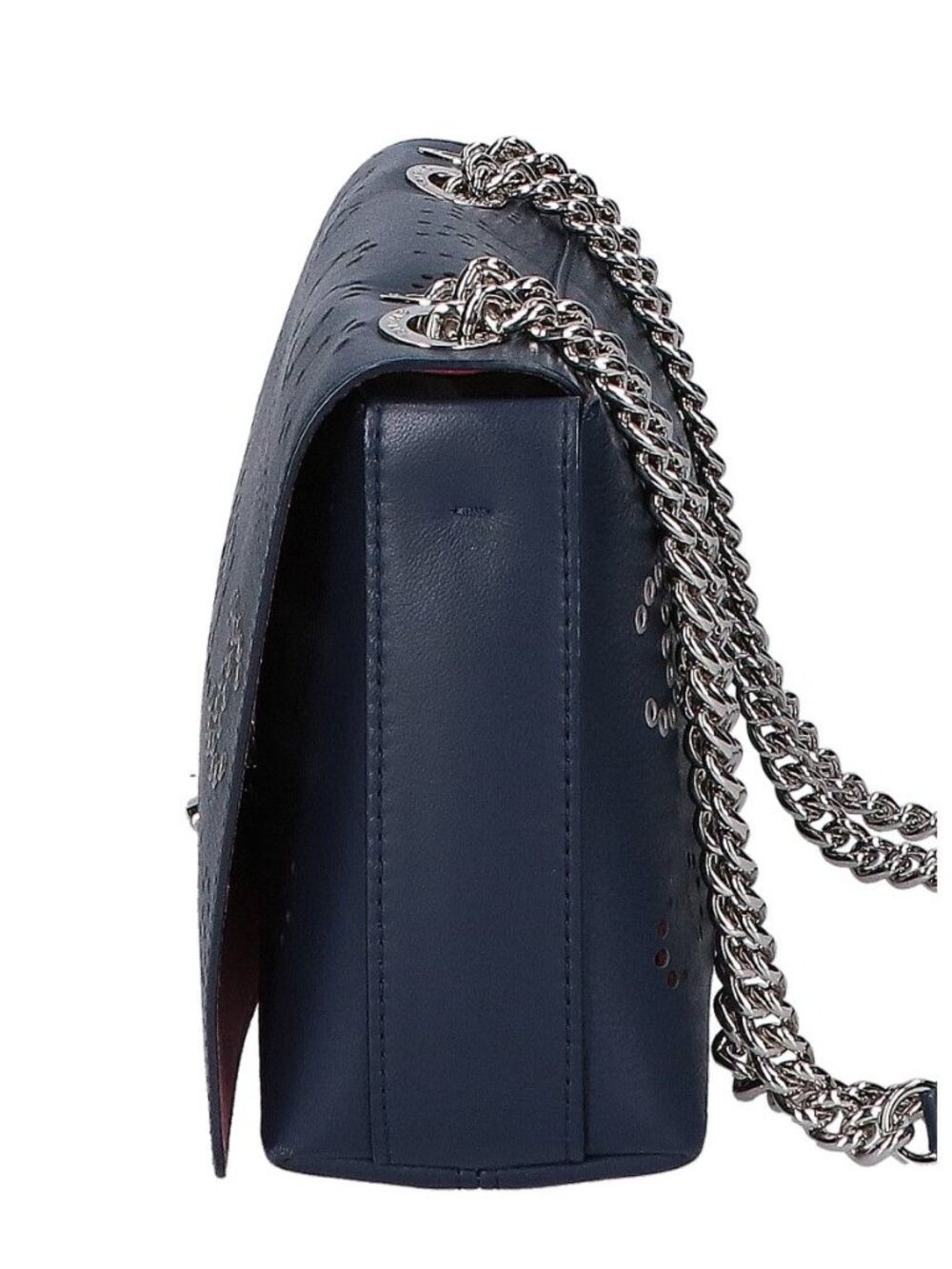 Chanel Perforated Logo Single Flap Chain Bag Navy - Picture 2 of 8